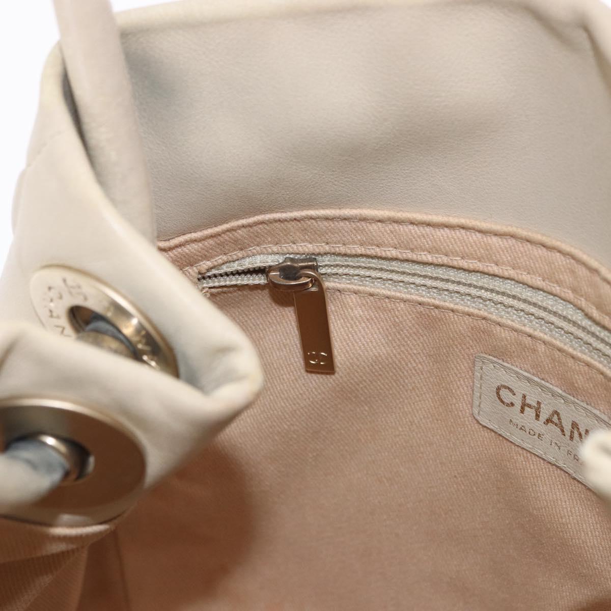CHANEL Camelia Tote Bag Leather Beige Gold Tone CC Auth 205854