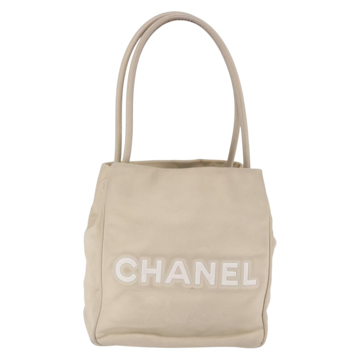 CHANEL Camelia Tote Bag Leather Beige Gold Tone CC Auth 205854