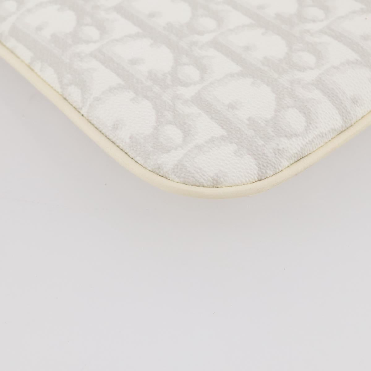 Christian Dior Romantic Accessory Pouch PVC Leather White Silver Auth 205858V