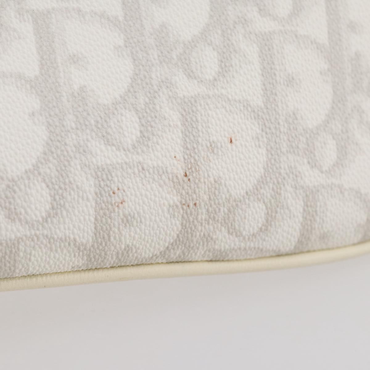 Christian Dior Romantic Accessory Pouch PVC Leather White Silver Auth 205858V