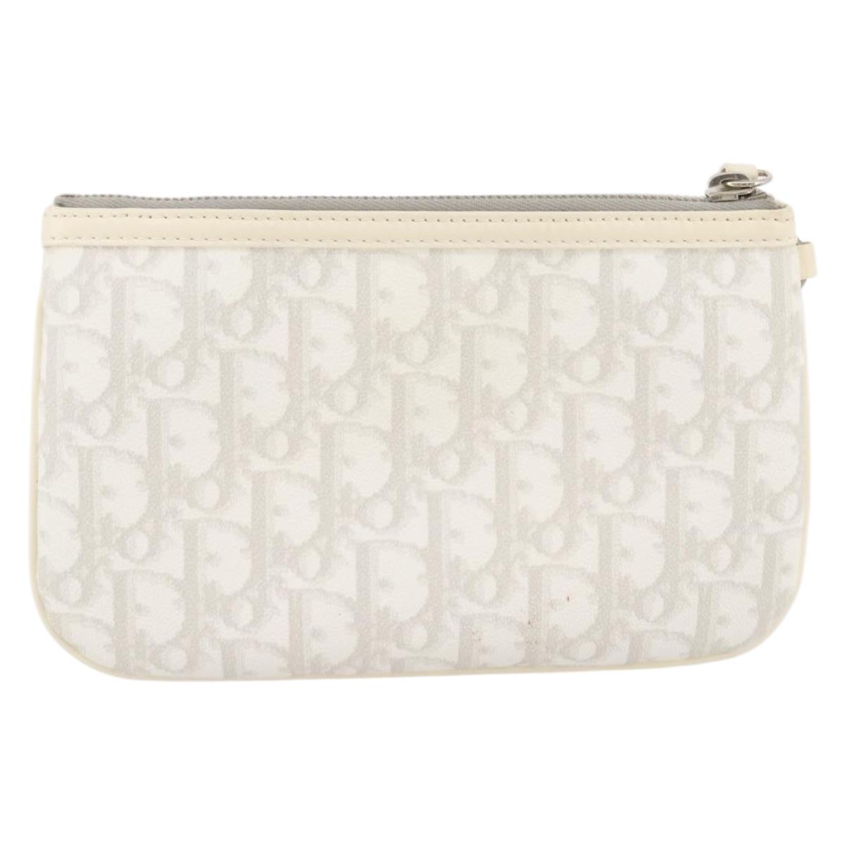 Christian Dior Romantic Accessory Pouch PVC Leather White Silver Auth 205858V