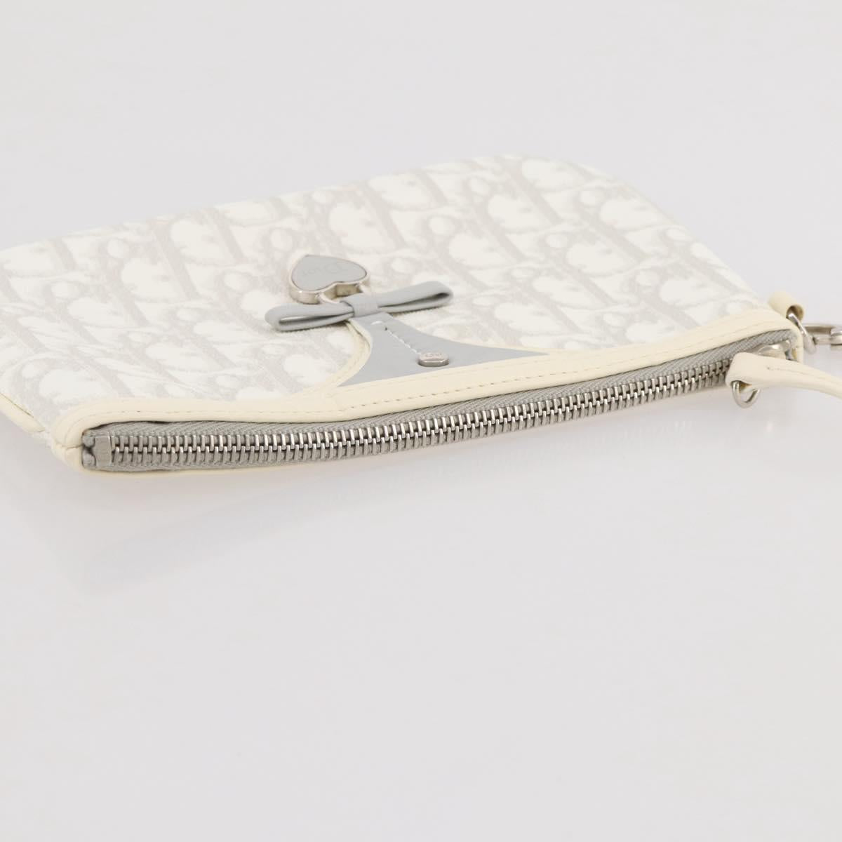 Christian Dior Romantic Accessory Pouch PVC Leather White Silver Auth 205858V