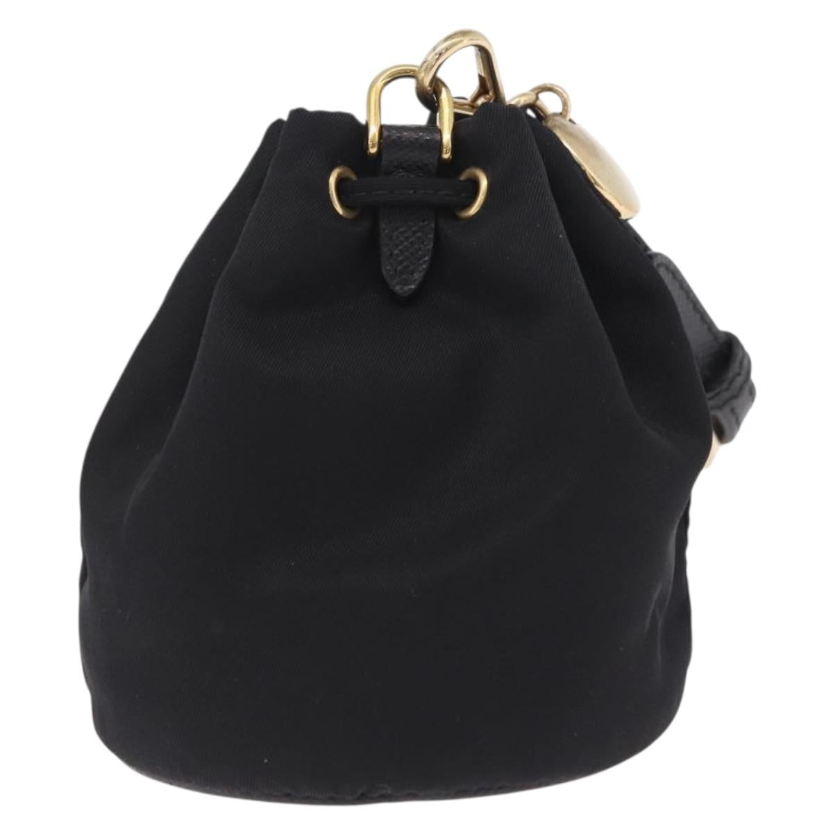 PRADA Pouch Nylon Black Gold Auth 205862M