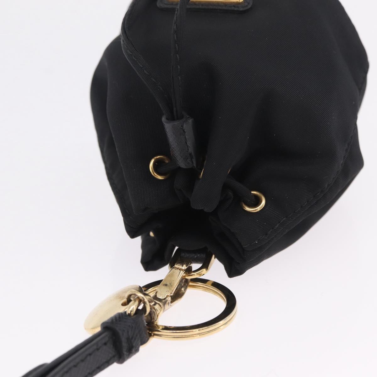 PRADA Pouch Nylon Black Gold Auth 205862M