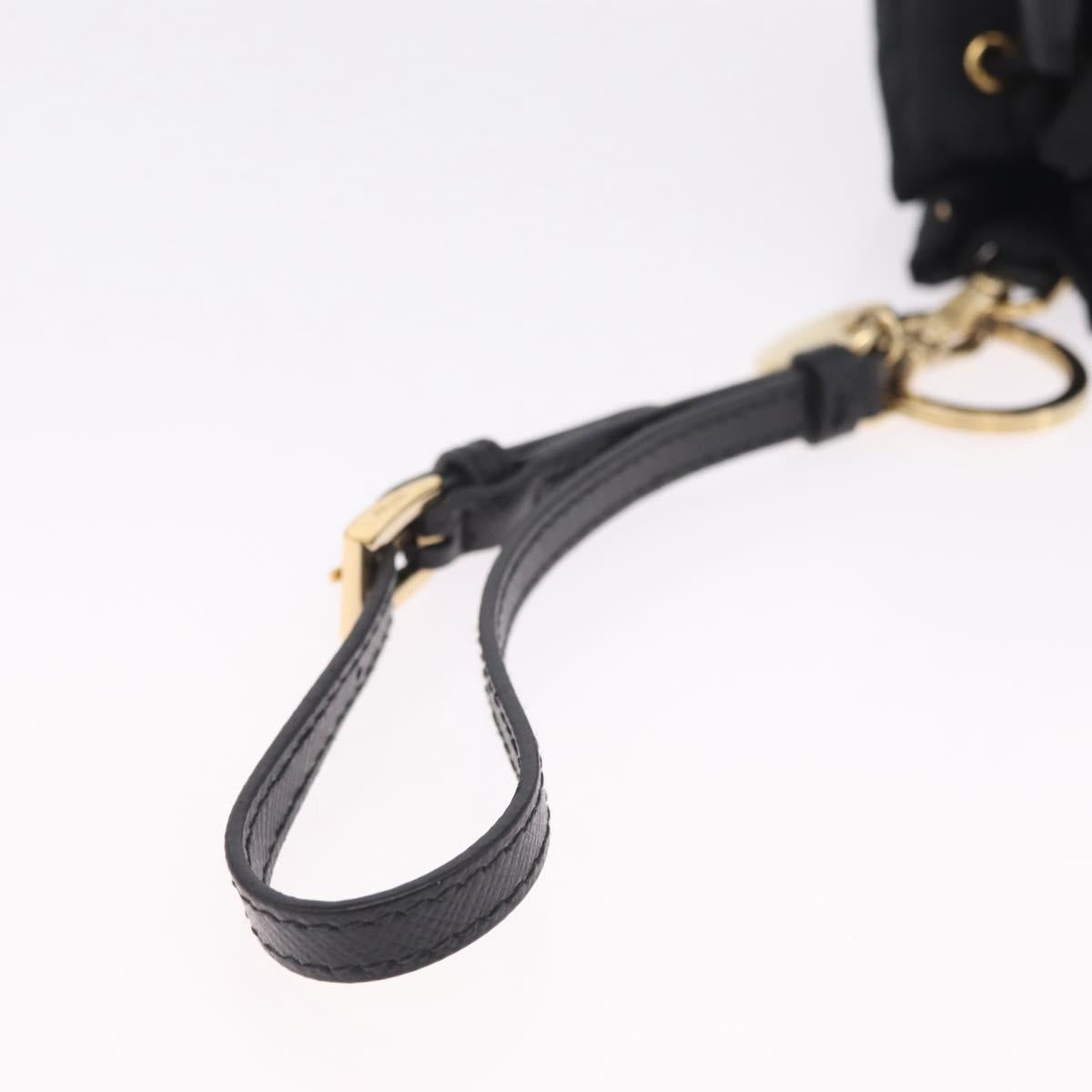 PRADA Pouch Nylon Black Gold Auth 205862M