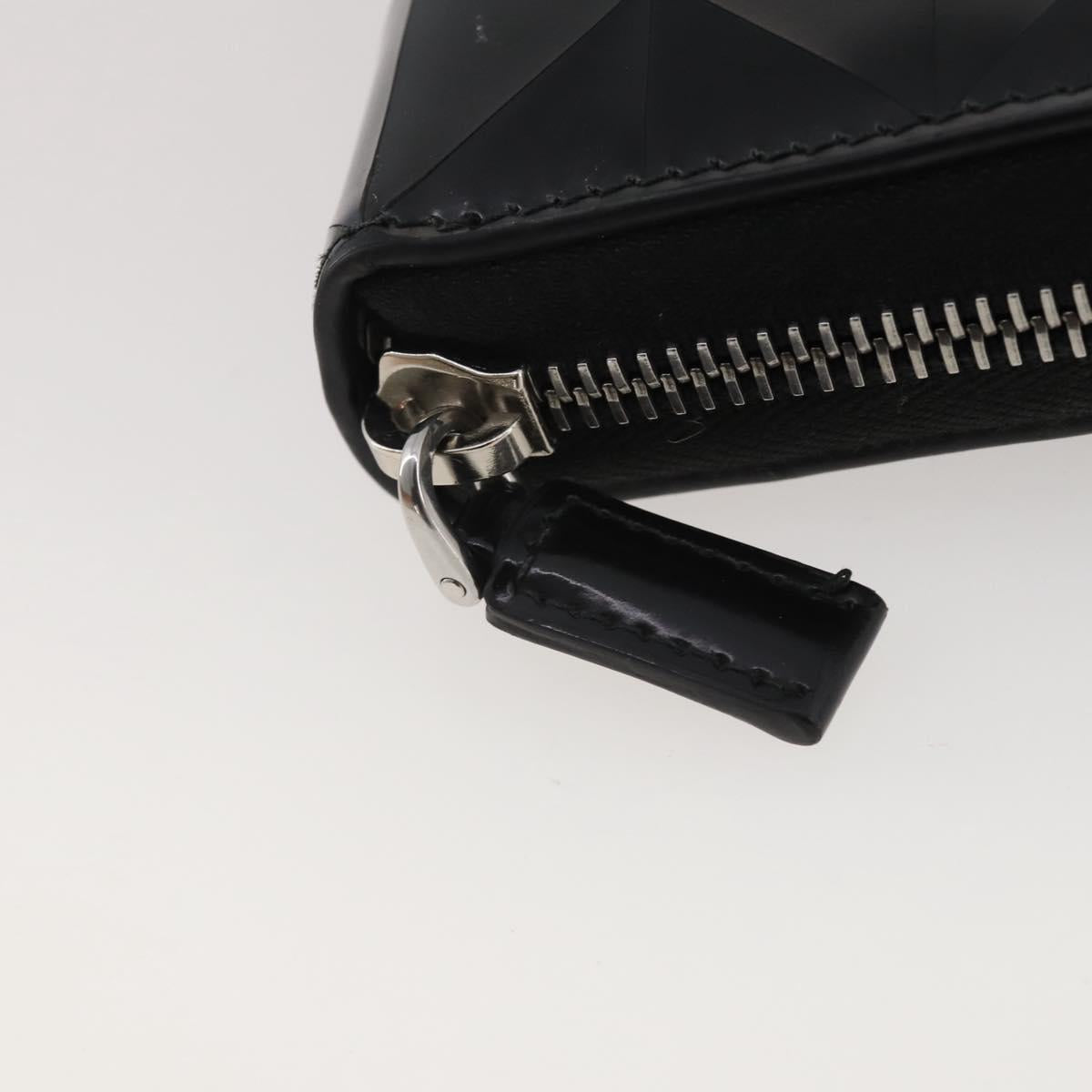 PRADA Long Wallet Leather Black Silver Auth 205863A