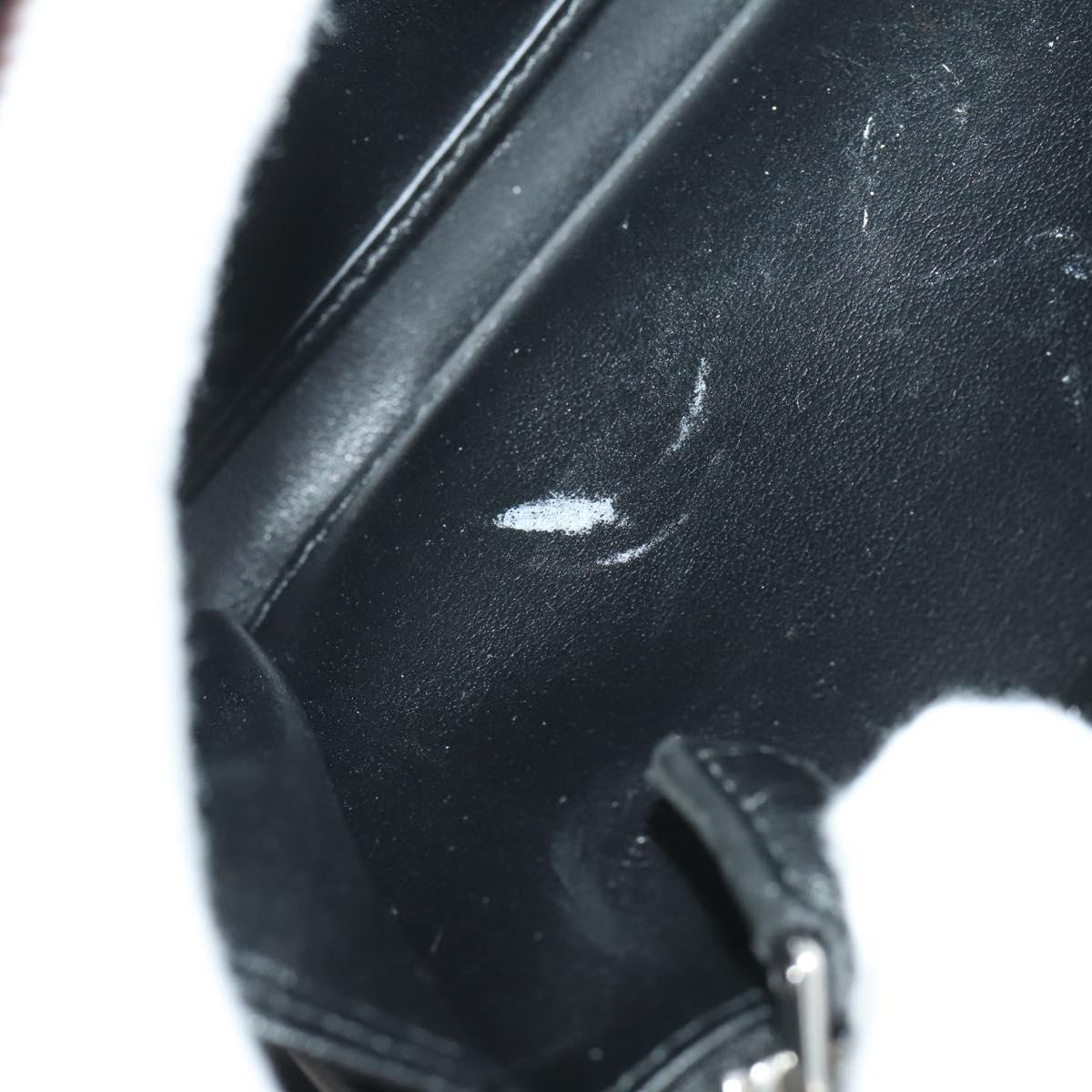 PRADA Long Wallet Leather Black Silver Auth 205863A