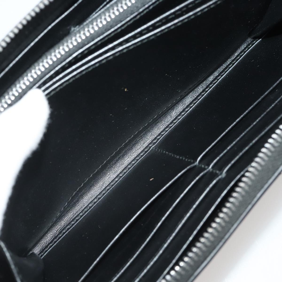 PRADA Long Wallet Leather Black Silver Auth 205863A