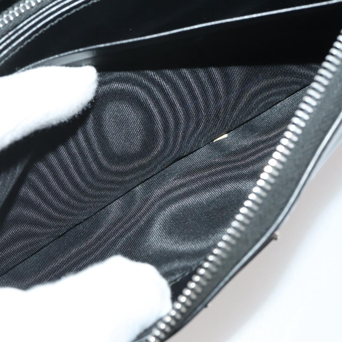 PRADA Long Wallet Leather Black Silver Auth 205863A