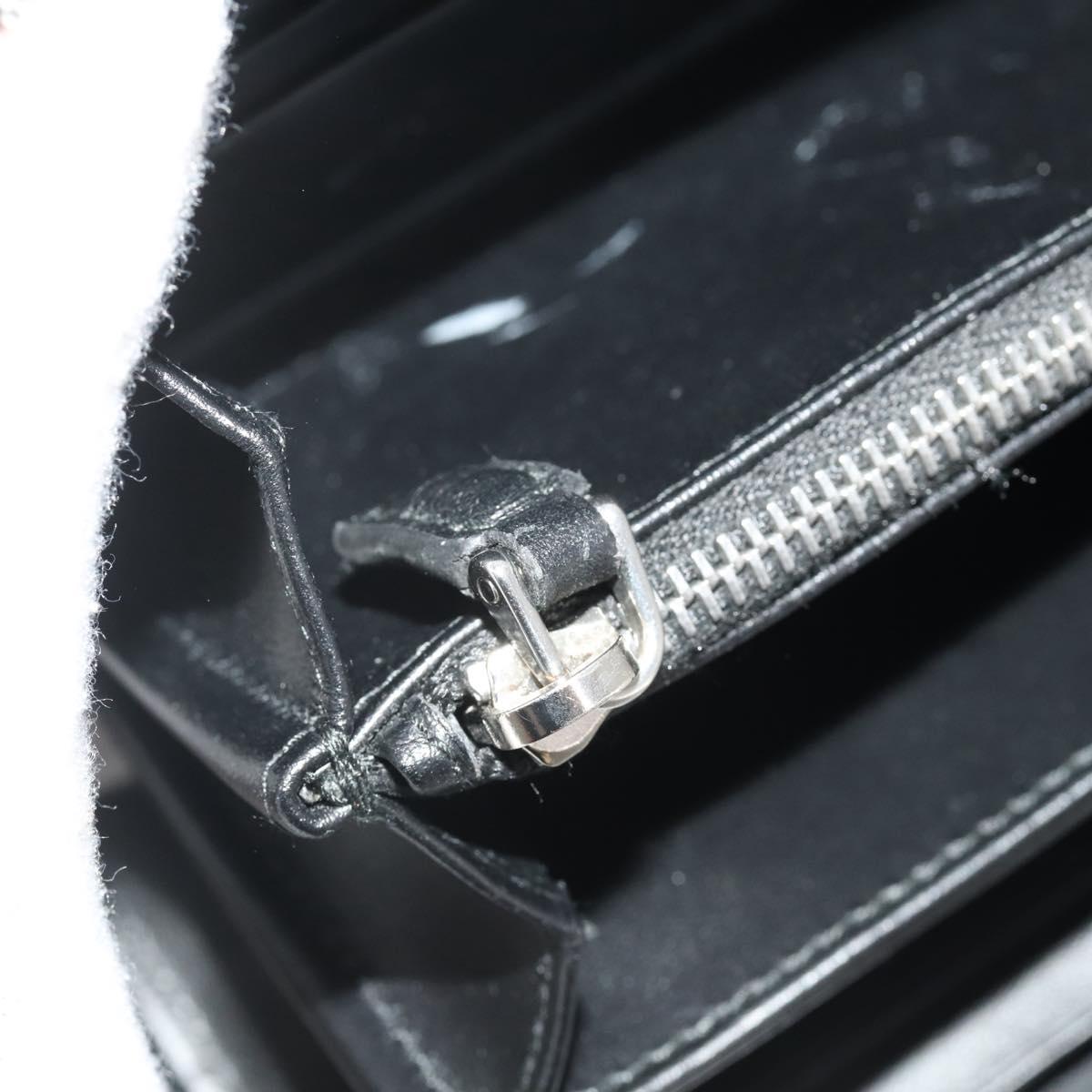 PRADA Long Wallet Leather Black Silver Auth 205863A