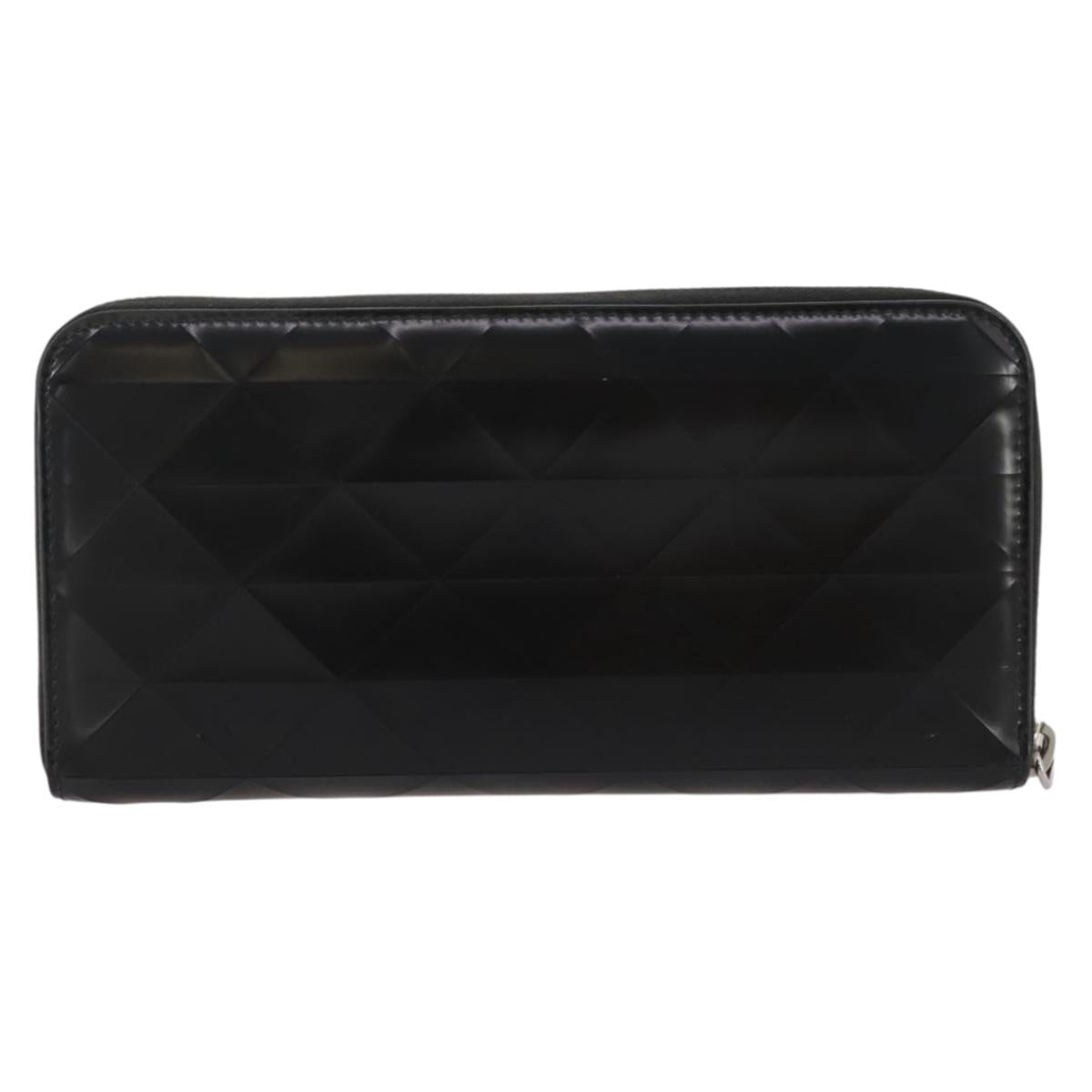 PRADA Long Wallet Leather Black Silver Auth 205863A