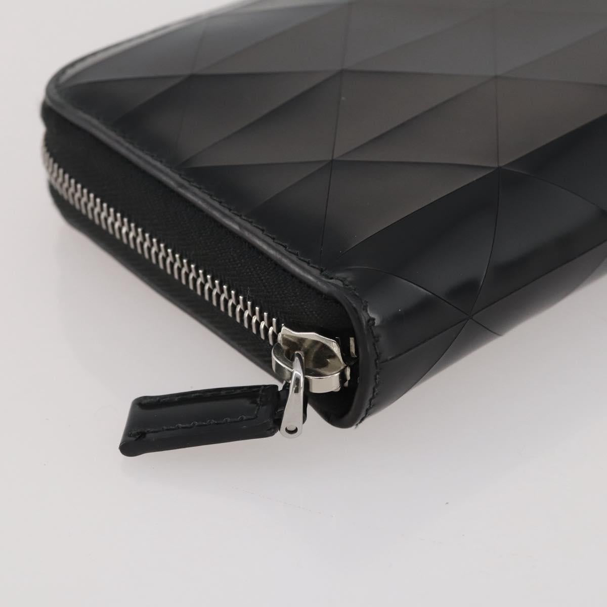 PRADA Long Wallet Leather Black Silver Auth 205863A