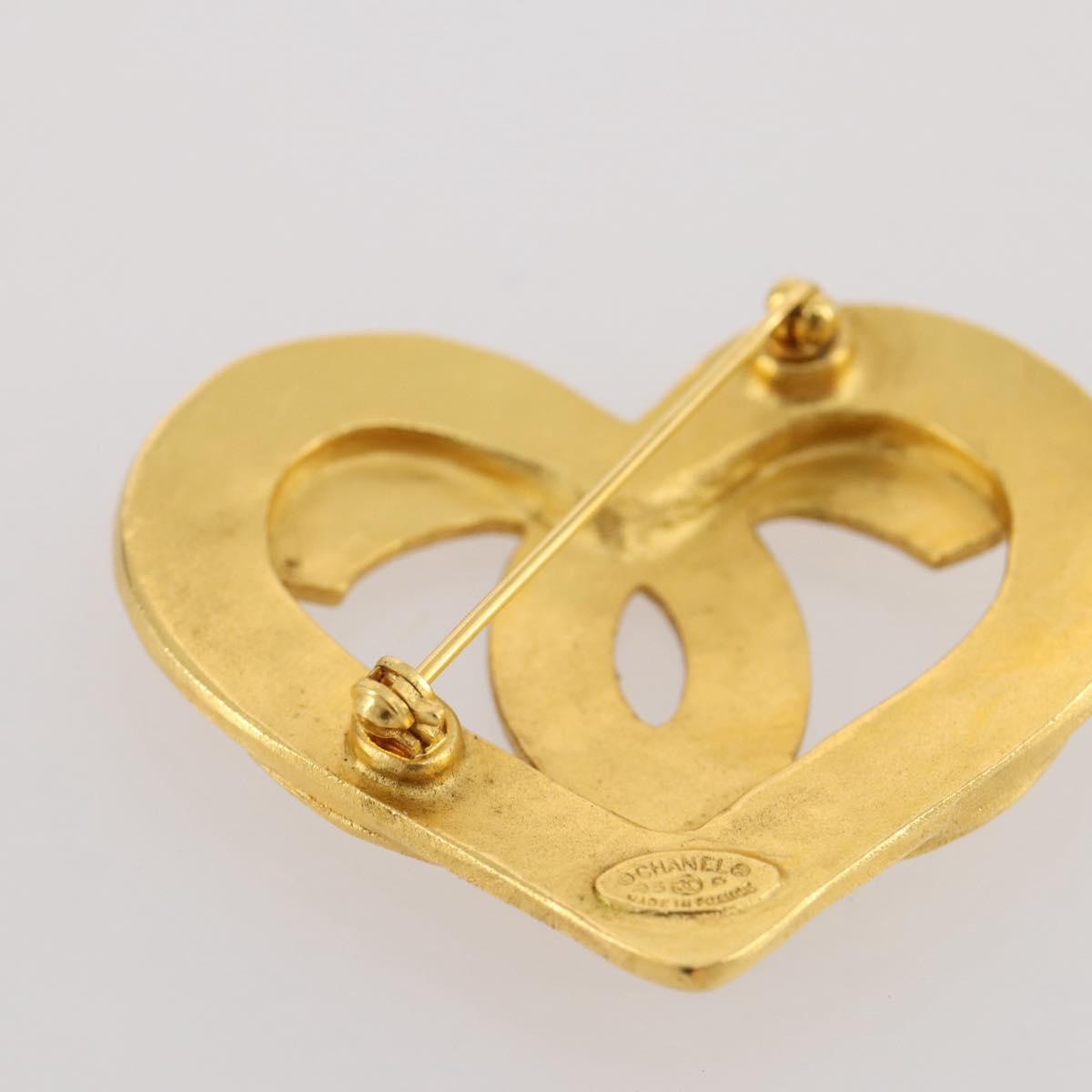 CHANEL COCO Mark Brooch Metal Gold Tone CC Auth 205866M