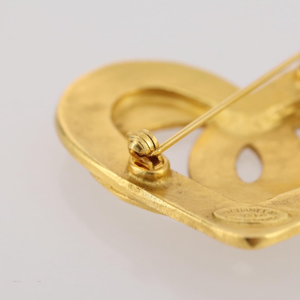 CHANEL COCO Mark Brooch Metal Gold Tone CC Auth 205866M