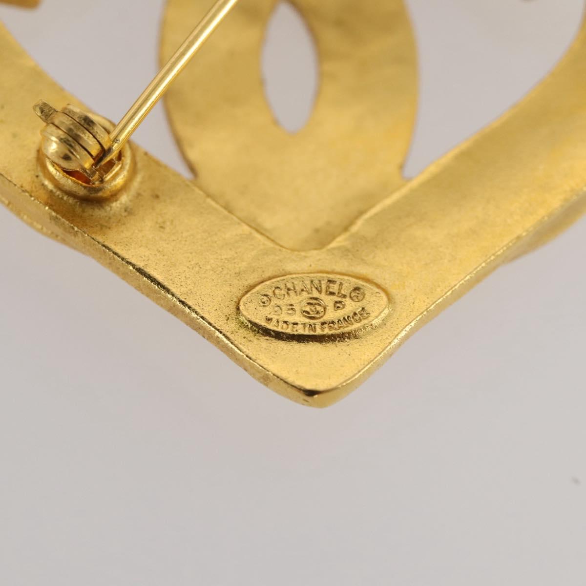 CHANEL COCO Mark Brooch Metal Gold Tone CC Auth 205866M