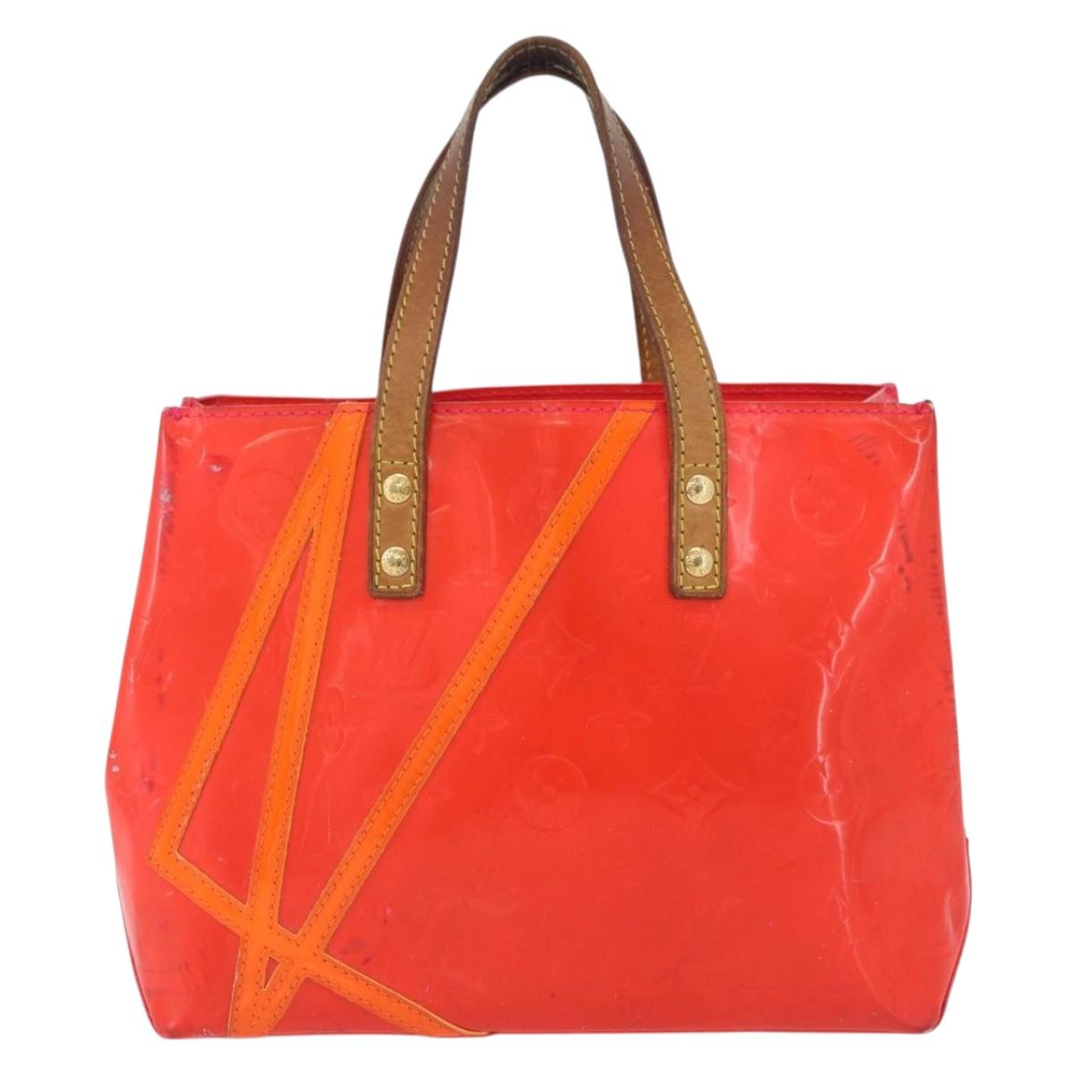 LOUIS VUITTON Monogram Vernis Fluo Reade PM Hand Bag Rose M91903 LV Auth 205868
