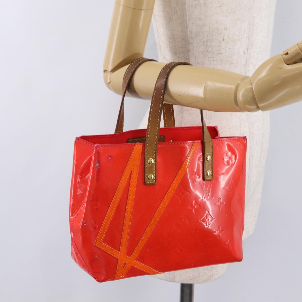 LOUIS VUITTON Monogram Vernis Fluo Reade PM Hand Bag Rose M91903 LV Auth 205868
