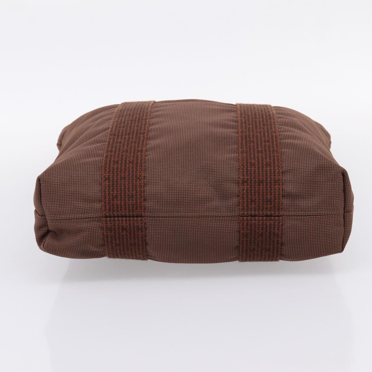 HERMES Her Line Cabas Hand Bag Canvas Brown Auth 205879A