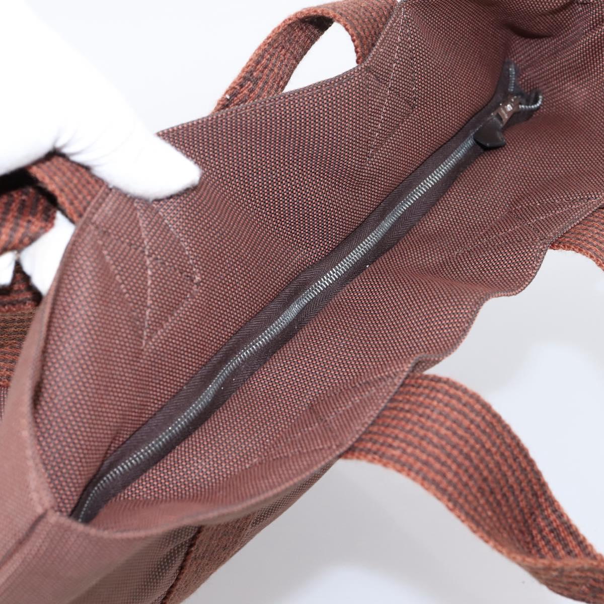 HERMES Her Line Cabas Hand Bag Canvas Brown Auth 205879A