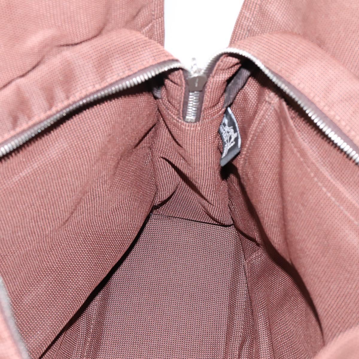 HERMES Her Line MM Hand Bag Canvas Brown Silver Auth 205885A