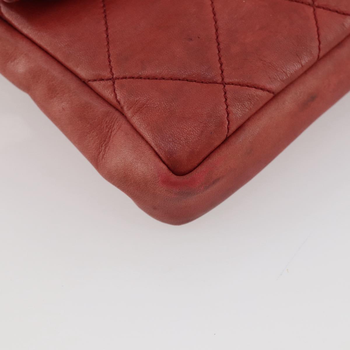 CHANEL Matelasse Waist Bag Leather Red Gold Tone CC Auth 205887