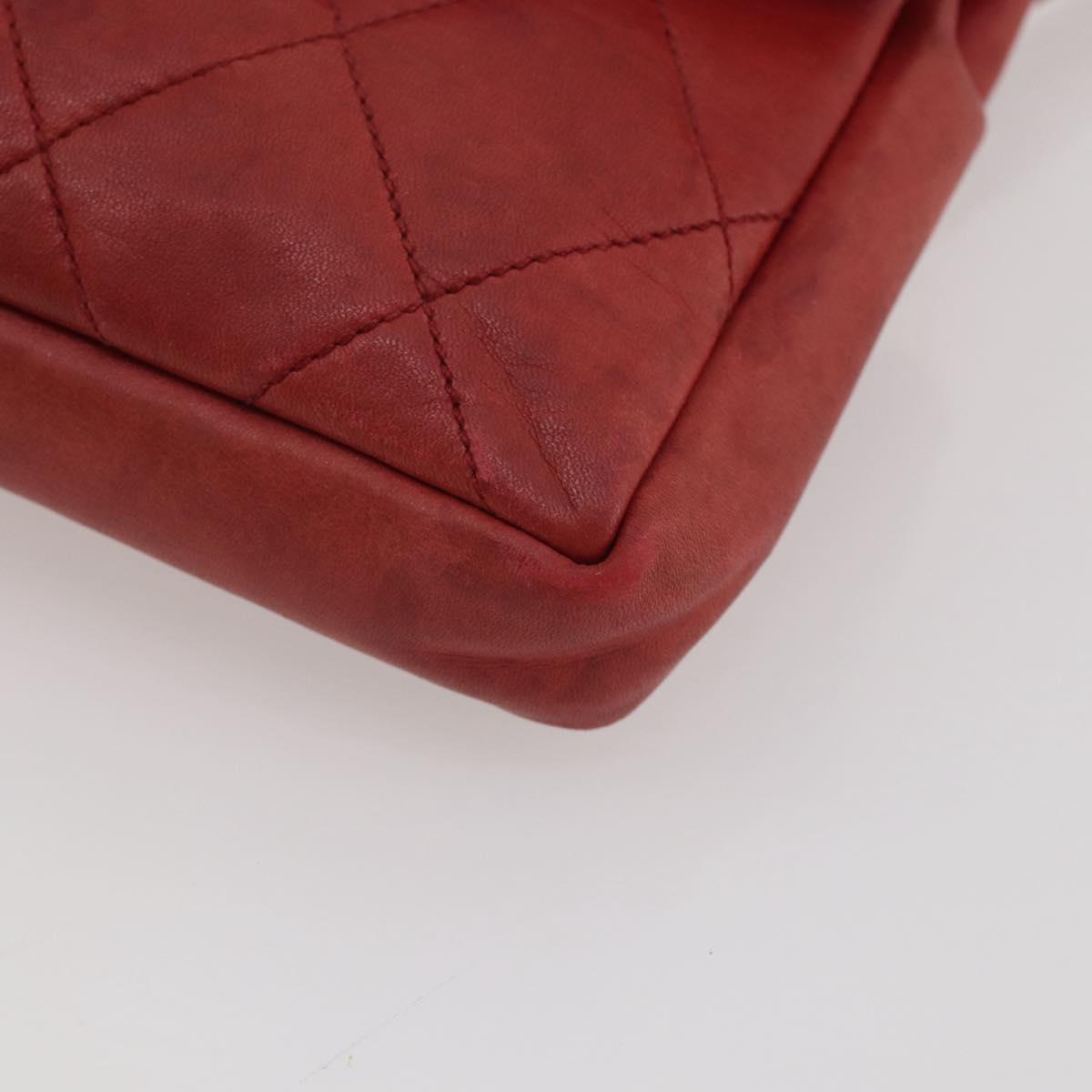 CHANEL Matelasse Waist Bag Leather Red Gold Tone CC Auth 205887