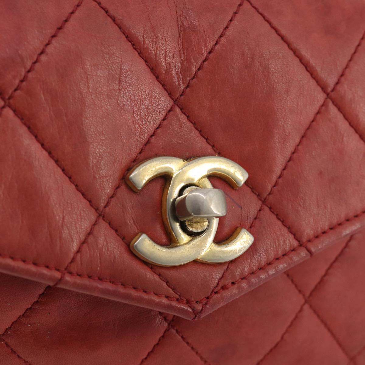 CHANEL Matelasse Waist Bag Leather Red Gold Tone CC Auth 205887