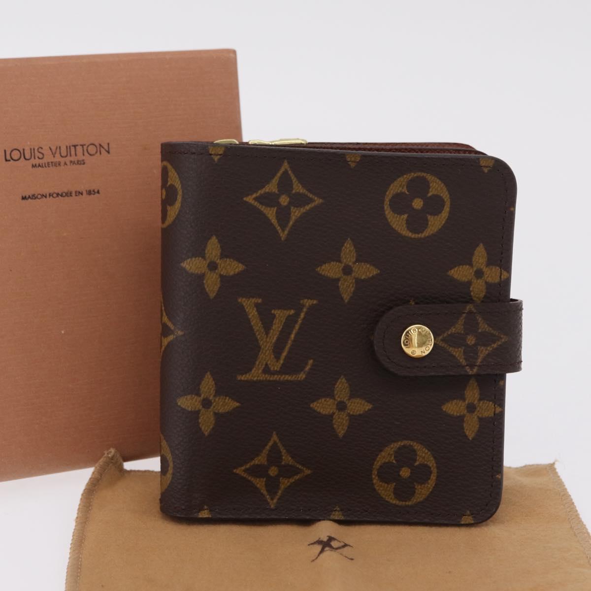 LOUIS VUITTON Monogram Compact zip Wallet M61667 LV Auth 205889V