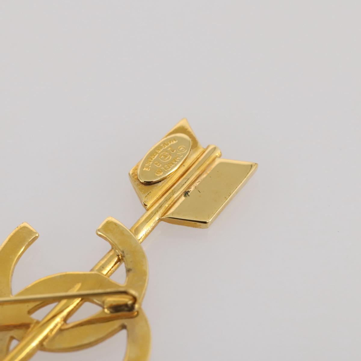 CHANEL COCO Mark Brooch Metal Gold Tone CC Auth 205891M