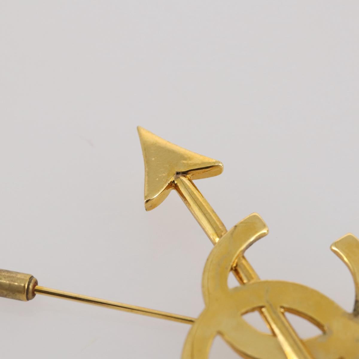 CHANEL COCO Mark Brooch Metal Gold Tone CC Auth 205891M