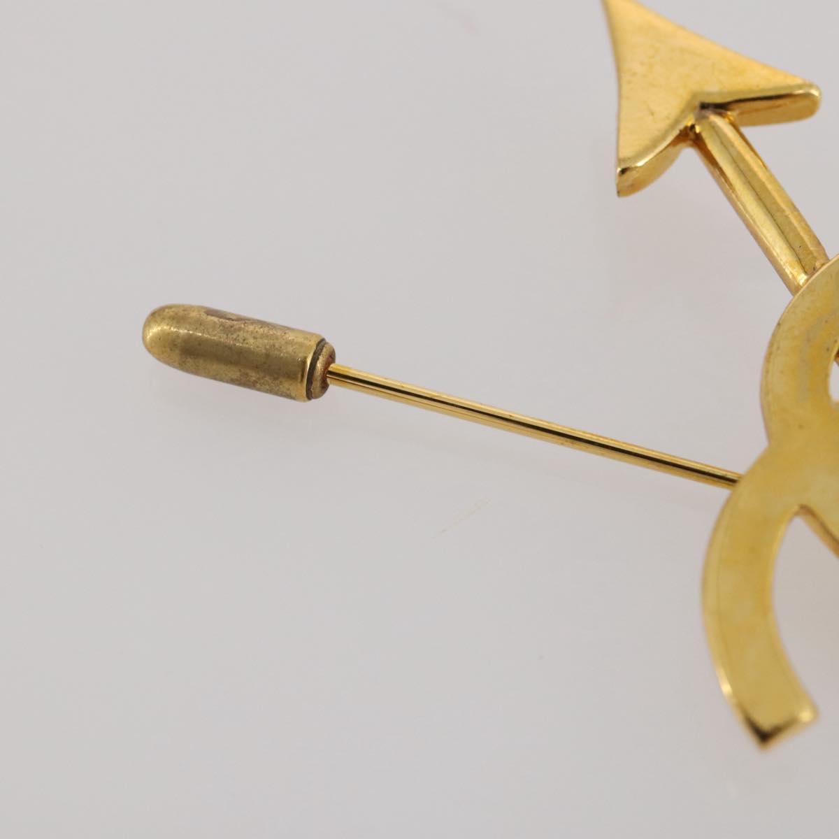 CHANEL COCO Mark Brooch Metal Gold Tone CC Auth 205891M