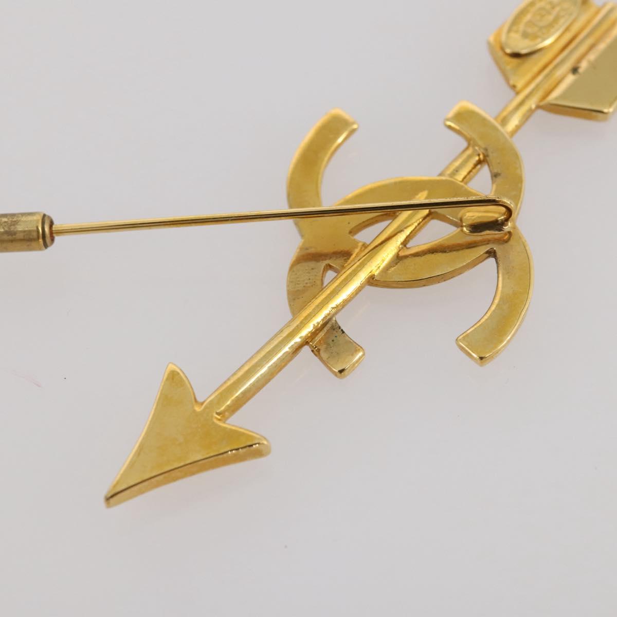 CHANEL COCO Mark Brooch Metal Gold Tone CC Auth 205891M
