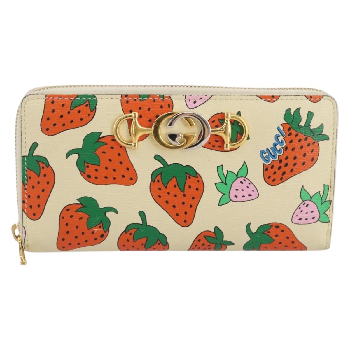 GUCCI Zumi Long Wallet Leather Multicolor Gold Tone 570661 Auth 205893V