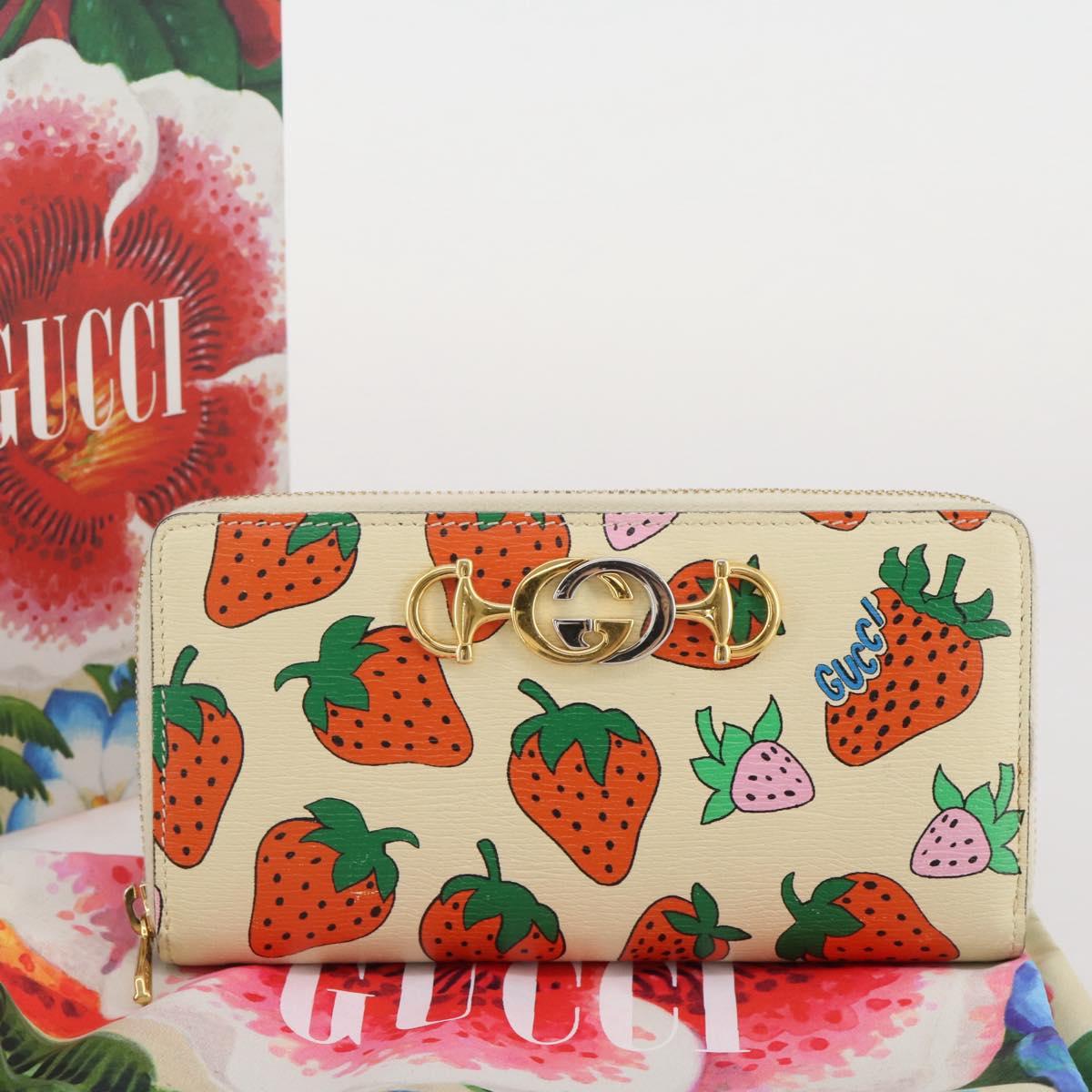 GUCCI Zumi Long Wallet Leather Multicolor Gold Tone 570661 Auth 205893V