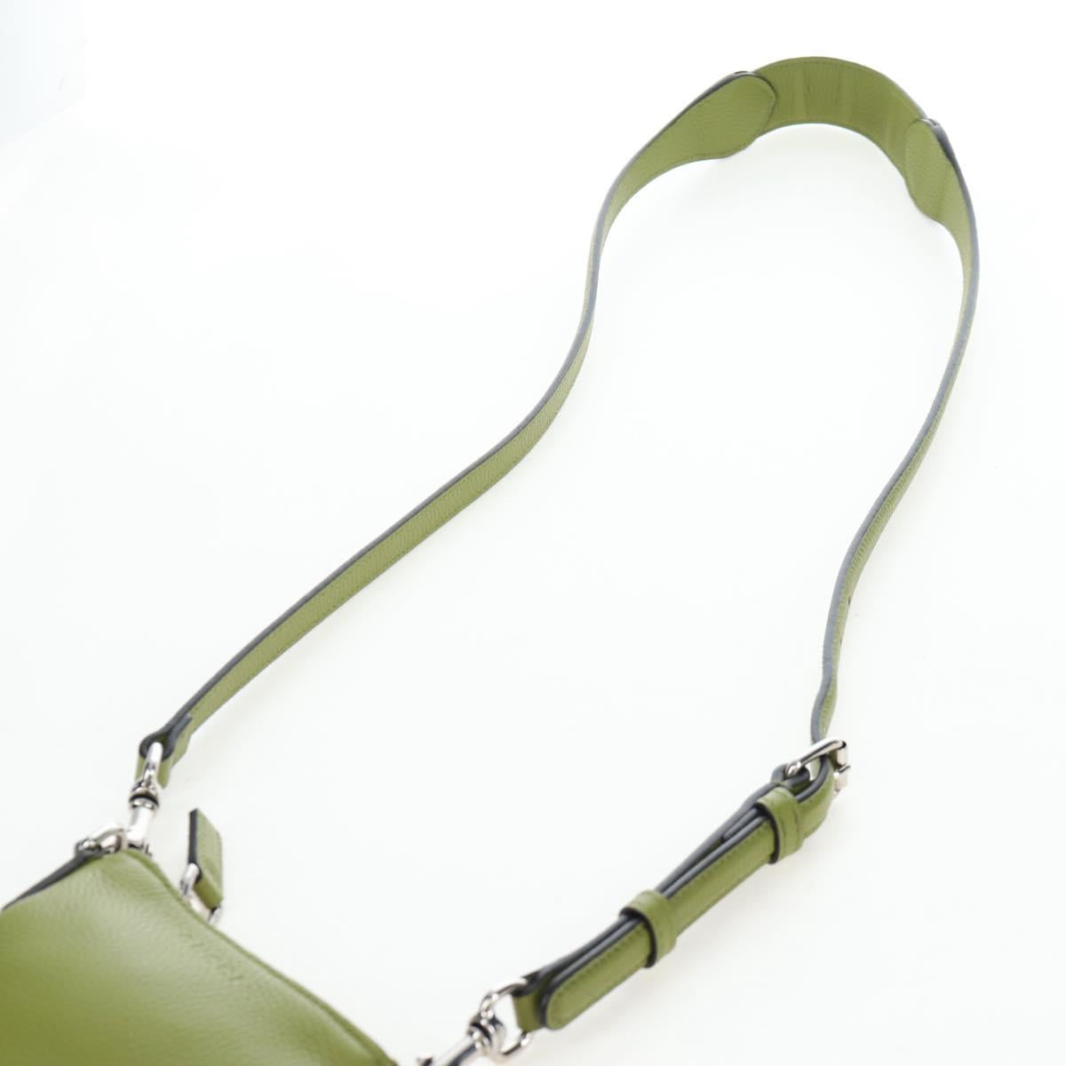 GUCCI Web Sherry Line Mini Shoulder Bag Leather Green Silver 821831 Auth 205894V