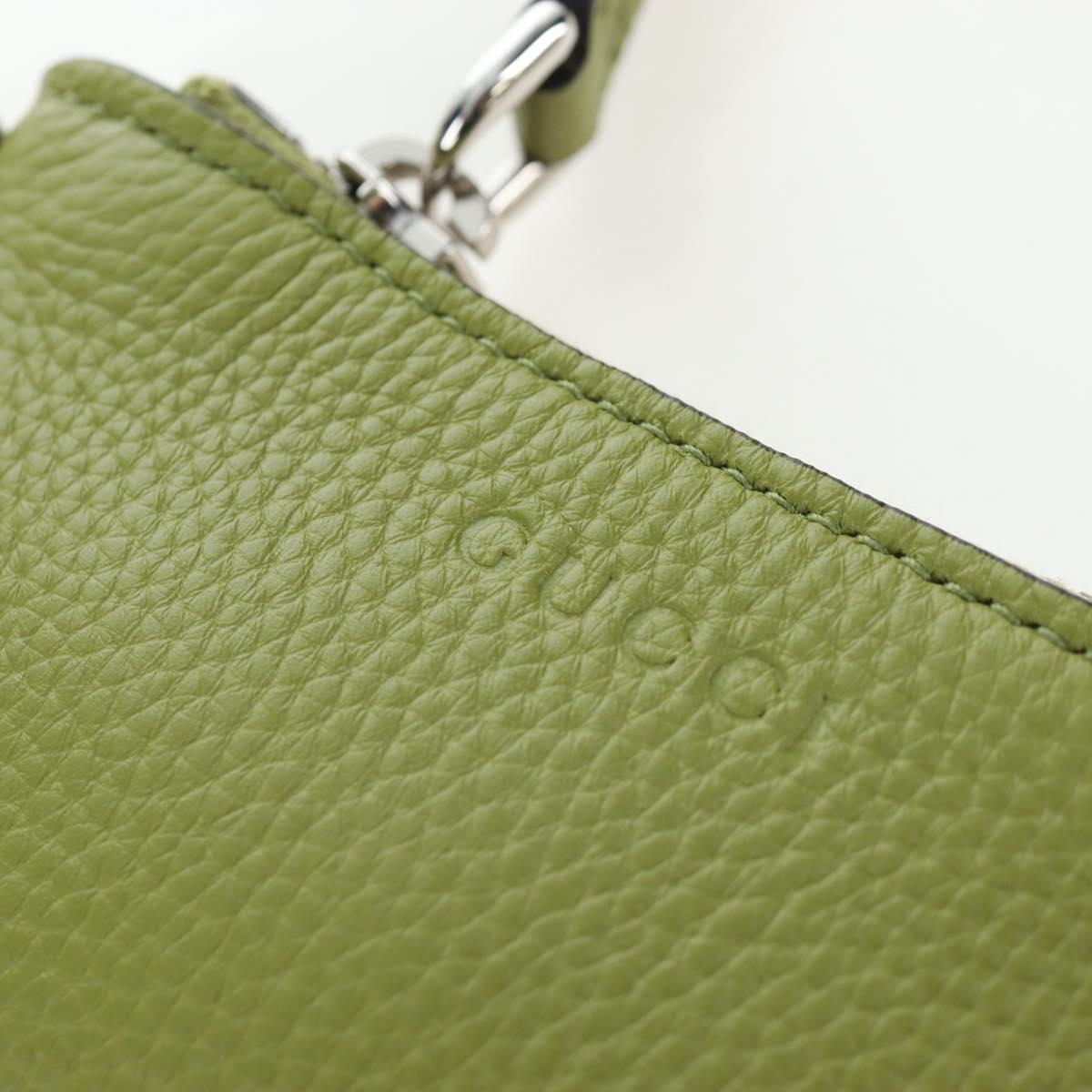 GUCCI Web Sherry Line Mini Shoulder Bag Leather Green Silver 821831 Auth 205894V
