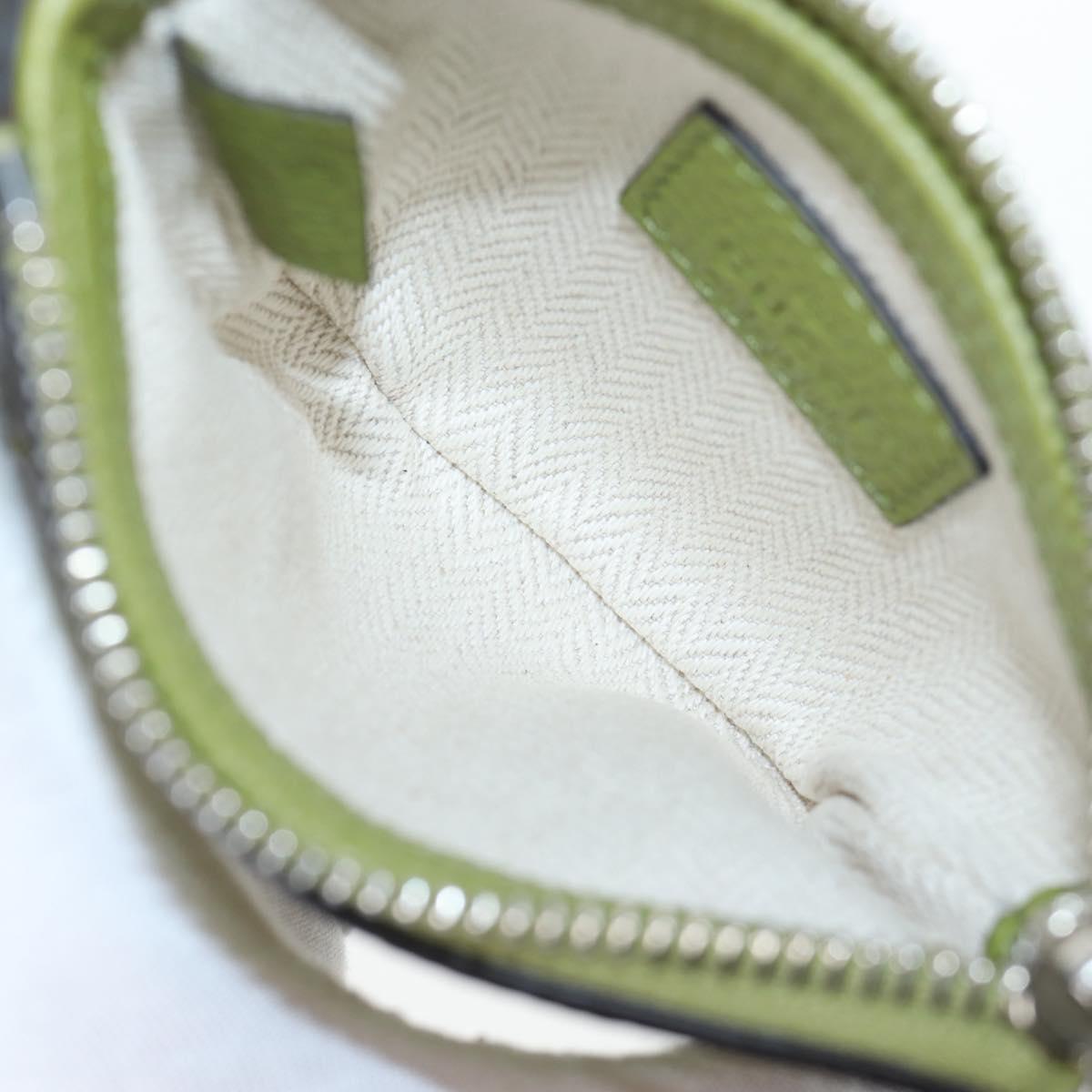 GUCCI Web Sherry Line Mini Shoulder Bag Leather Green Silver 821831 Auth 205894V
