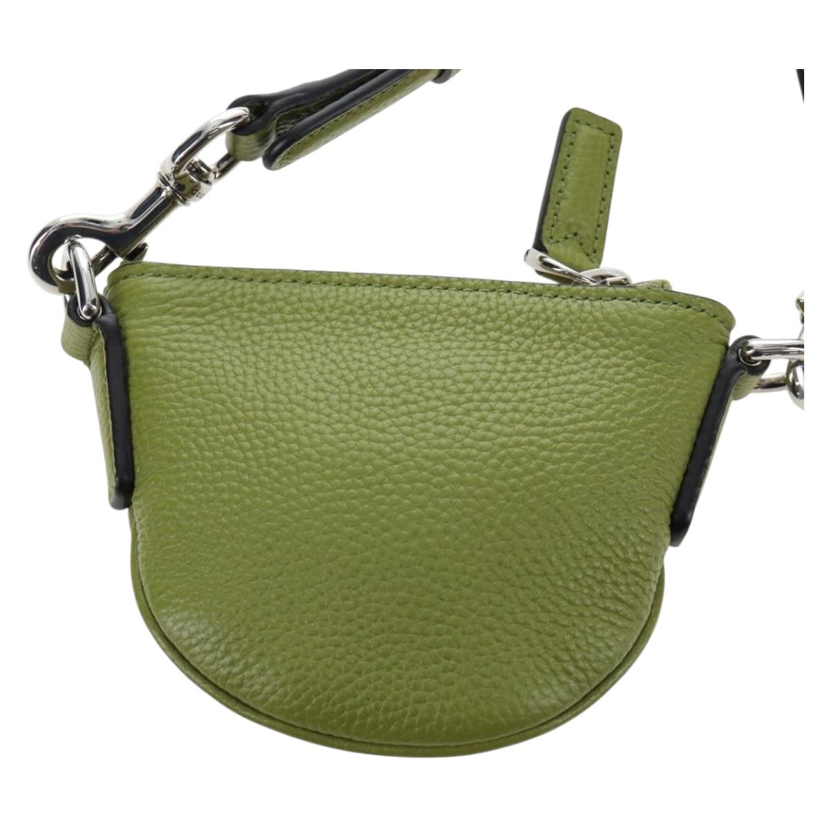 GUCCI Web Sherry Line Mini Shoulder Bag Leather Green Silver 821831 Auth 205894V