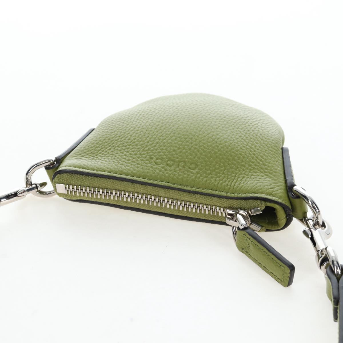 GUCCI Web Sherry Line Mini Shoulder Bag Leather Green Silver 821831 Auth 205894V