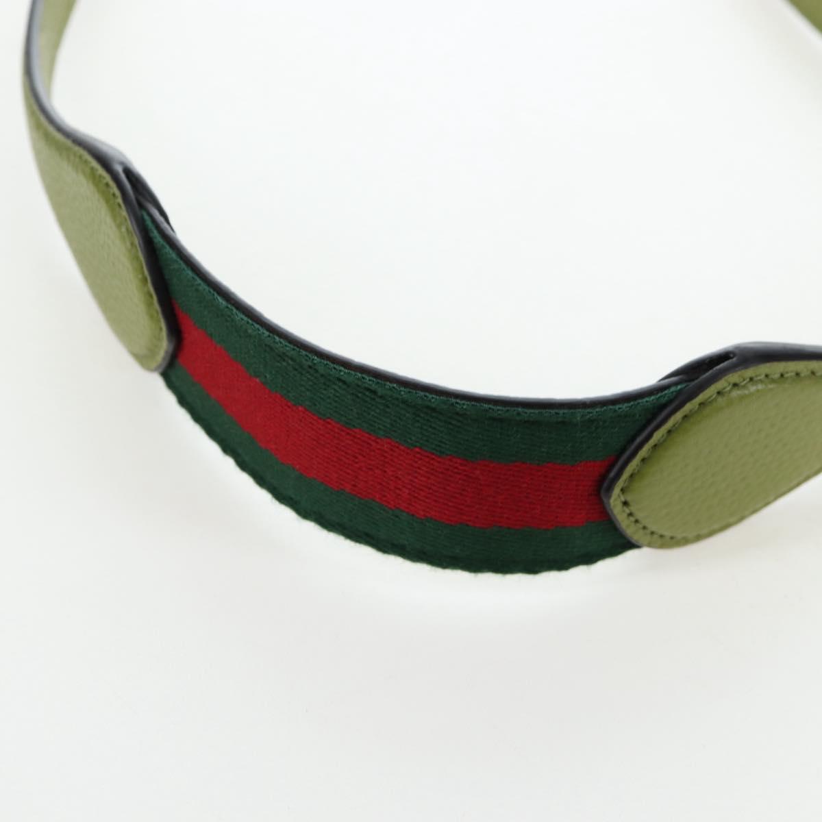 GUCCI Web Sherry Line Mini Shoulder Bag Leather Green Silver 821831 Auth 205894V