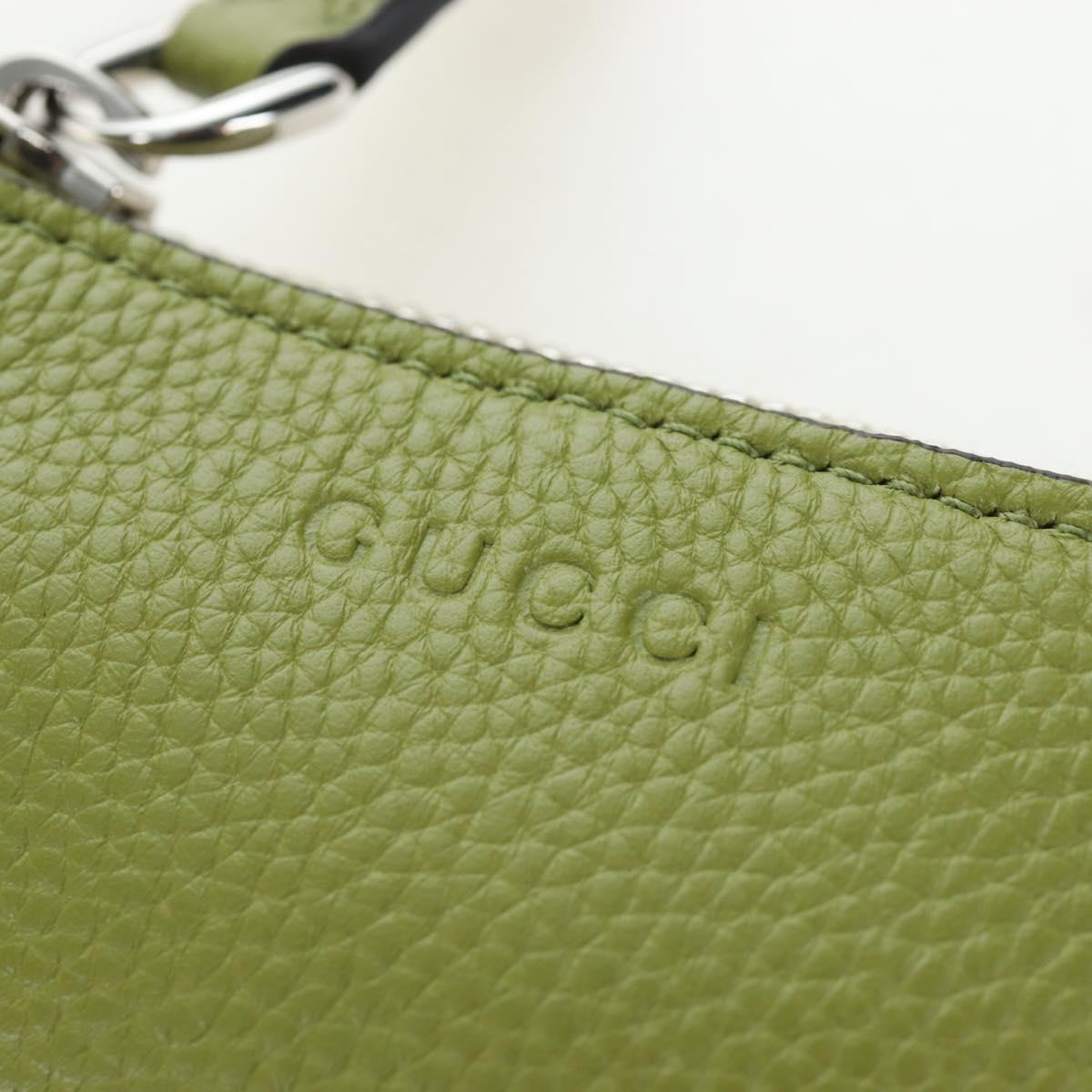 GUCCI Web Sherry Line Mini Shoulder Bag Leather Green Silver 821831 Auth 205895V