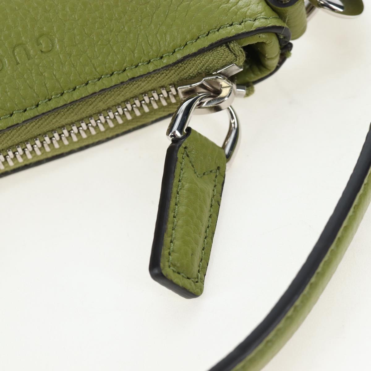 GUCCI Web Sherry Line Mini Shoulder Bag Leather Green Silver 821831 Auth 205895V