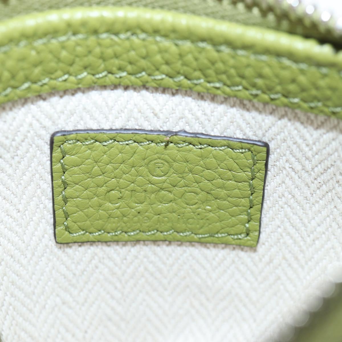 GUCCI Web Sherry Line Mini Shoulder Bag Leather Green Silver 821831 Auth 205895V