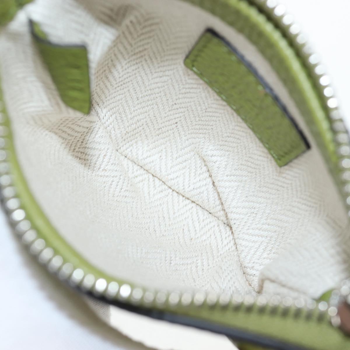 GUCCI Web Sherry Line Mini Shoulder Bag Leather Green Silver 821831 Auth 205895V