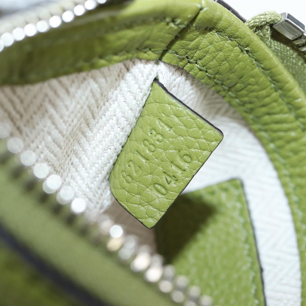 GUCCI Web Sherry Line Mini Shoulder Bag Leather Green Silver 821831 Auth 205895V