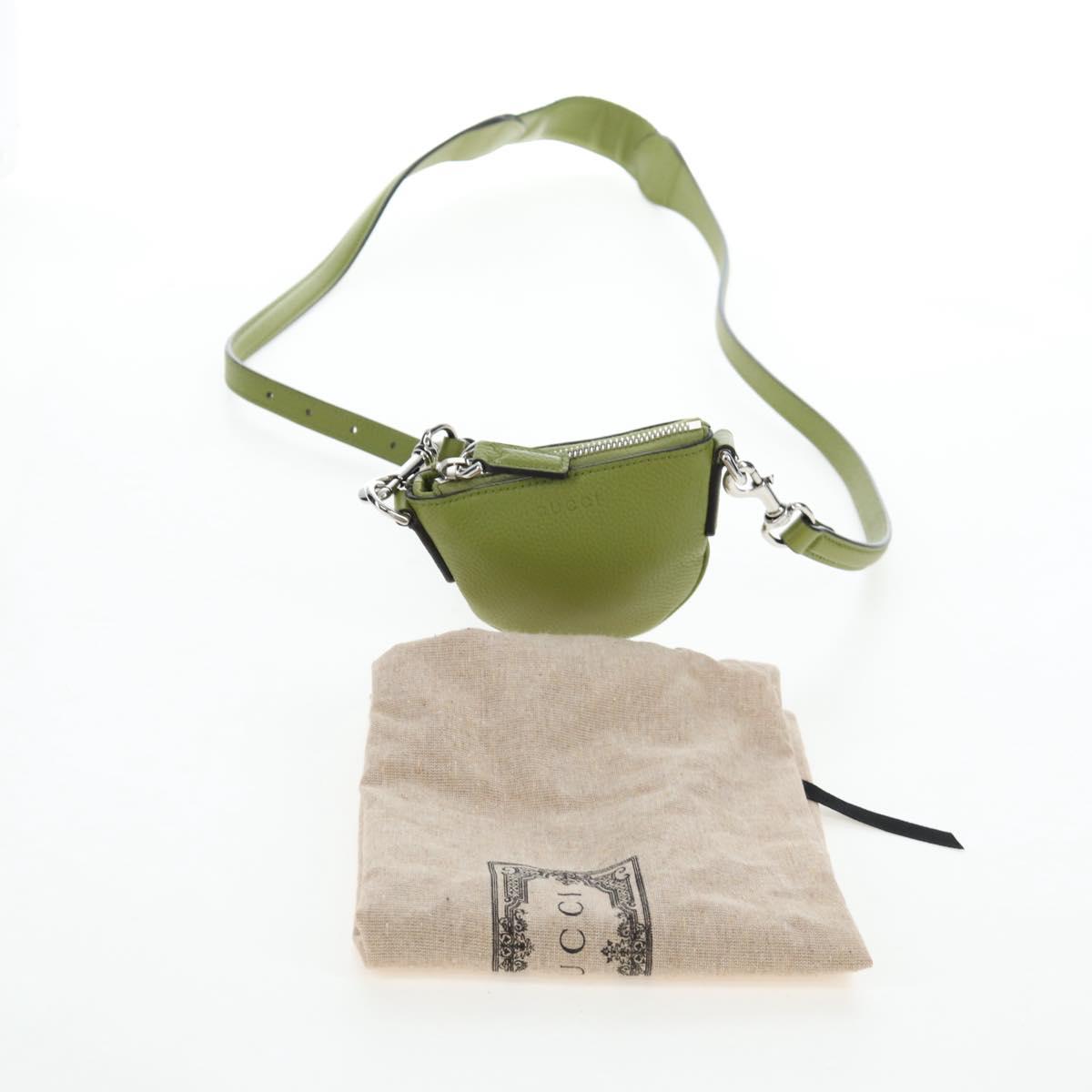 GUCCI Web Sherry Line Mini Shoulder Bag Leather Green Silver 821831 Auth 205895V
