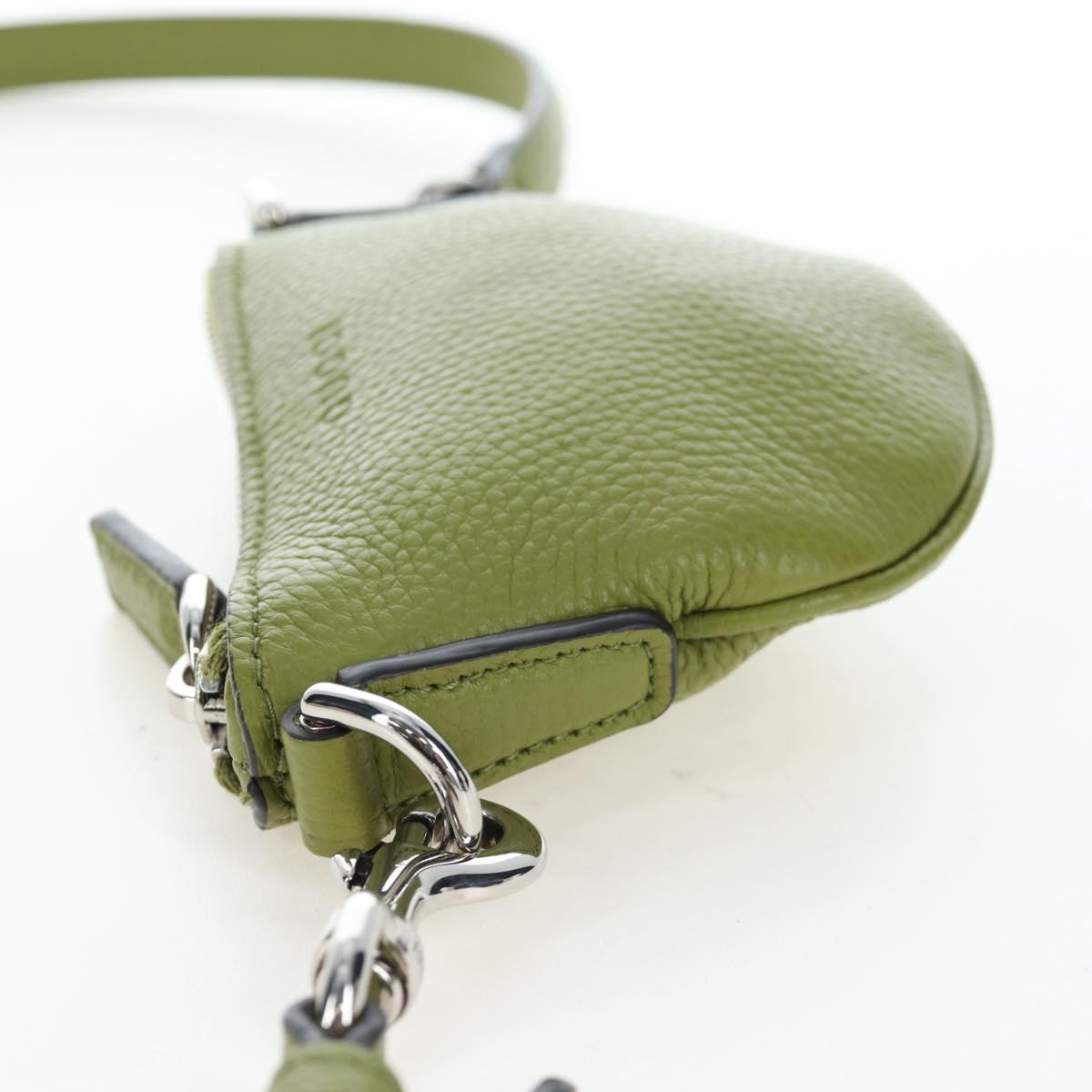 GUCCI Web Sherry Line Mini Shoulder Bag Leather Green Silver 821831 Auth 205895V