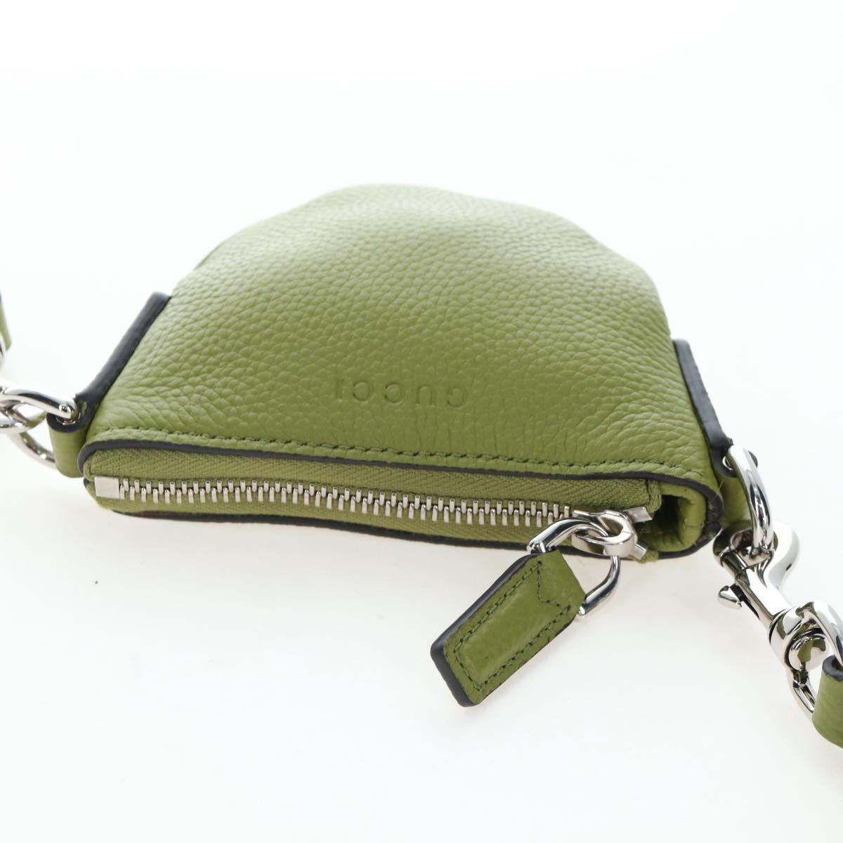 GUCCI Web Sherry Line Mini Shoulder Bag Leather Green Silver 821831 Auth 205895V