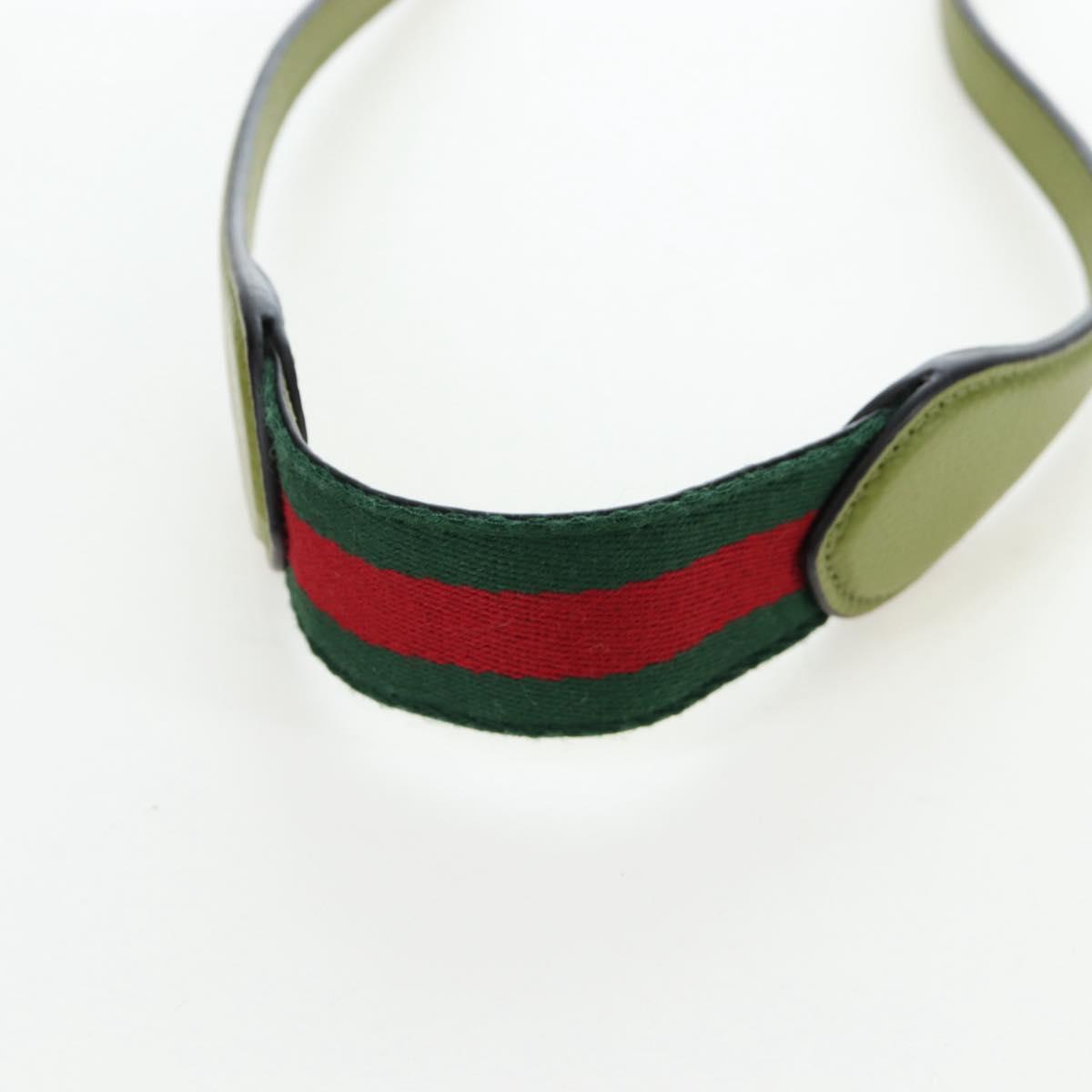 GUCCI Web Sherry Line Mini Shoulder Bag Leather Green Silver 821831 Auth 205895V
