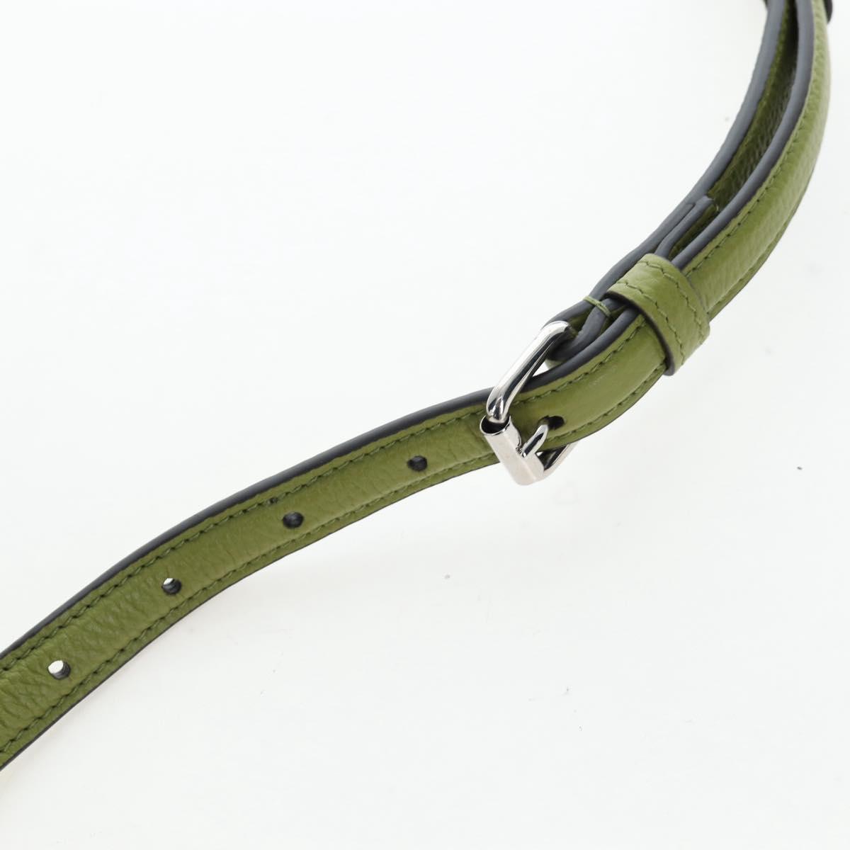 GUCCI Web Sherry Line Mini Shoulder Bag Leather Green Silver 821831 Auth 205895V